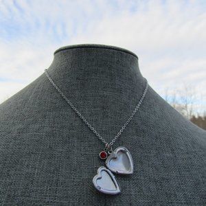 January Birthstone Stainless Steel Heart Shaped Locket
